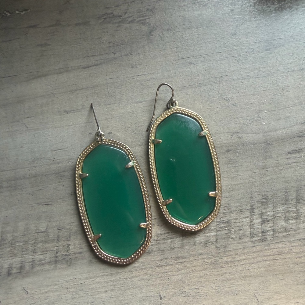 Kendra Scott Green and Gold Earrings